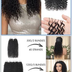 Deep Curly Clip-In Hair Extensions - Black 2 Bundles)